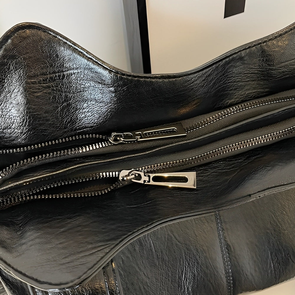 Vegan Leather Shoulder Bag | Multi-Pocket