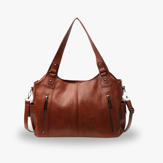 Vegan Leather Shoulder Bag | Multi-Pocket