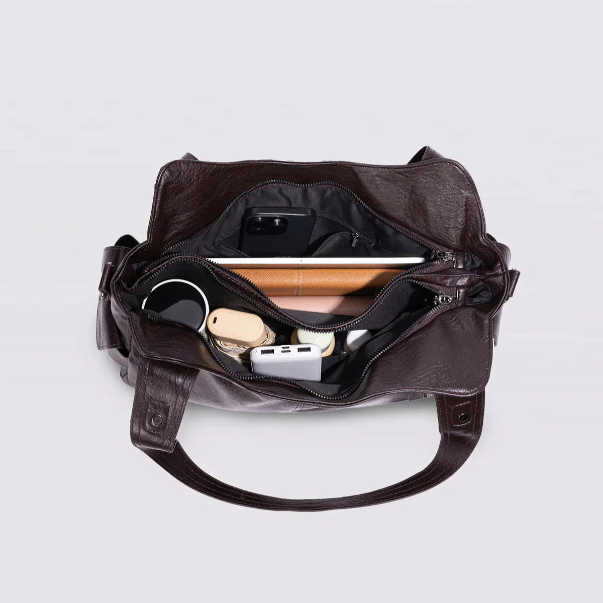 Vegan Leather Shoulder Bag | Multi-Pocket