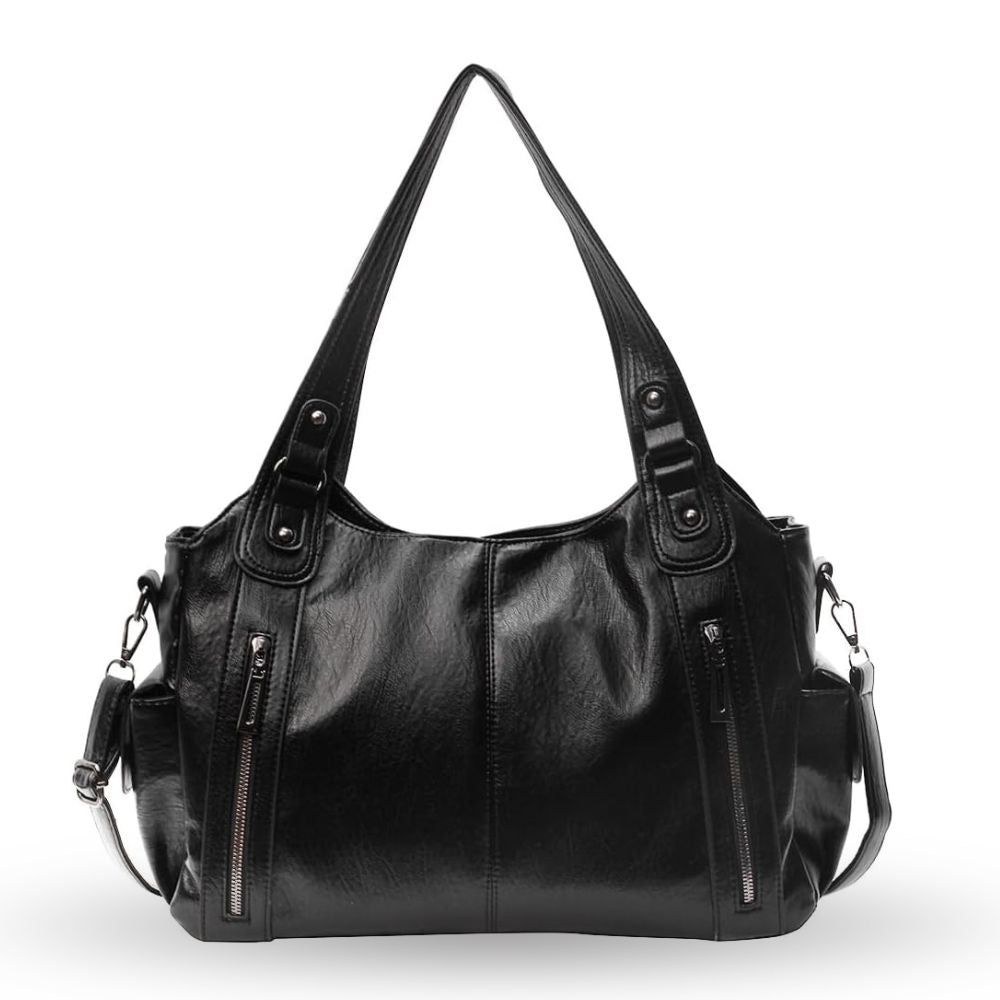 Vegan Leather Shoulder Bag | Multi-Pocket