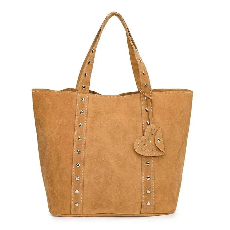 Suede Studded Tote Bag